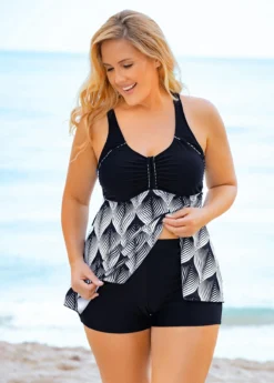 Plus Size Wide Strap Printed Swimdress And Shorts 8 Plus Size Wide Strap Printed Swimdress And Shorts -Elegance Swimwear Store 262940 P 16182775481463