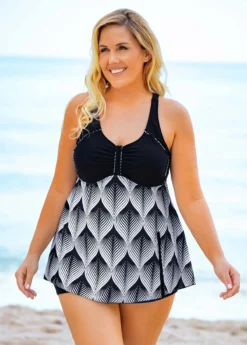 Plus Size Wide Strap Printed Swimdress And Shorts 9 Plus Size Wide Strap Printed Swimdress And Shorts -Elegance Swimwear Store 262940 P 16182775485170