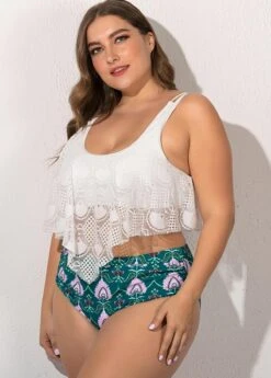 Plus Size Lace Stitching Floral Print Bikini Set -Elegance Swimwear Store 263213 P 1610693999899