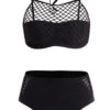Pierced Tie Back Mid Waist Bikini Set