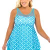 Plus Size Mesh Stitching Polka Dot Swimdress And Shorts
