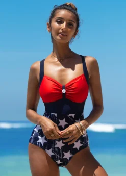 Center Shirred American Flag Print One Piece Swimwear 8 Center Shirred American Flag Print One Piece Swimwear -Elegance Swimwear Store 264416 P 16165688354100