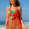 Bowknot Flounce Polka Dot Swimdress And Shorts