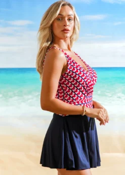 Heart Print Tie Side Swimdress And Shorts -Elegance Swimwear Store 265994 P 16173405056723