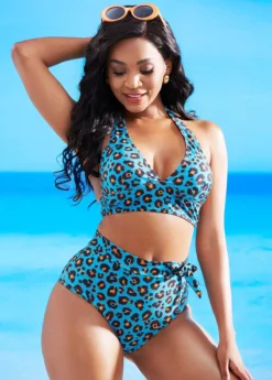 Halter Leopard High Waisted Bikini Set -Elegance Swimwear Store 266082 P 16155181712404