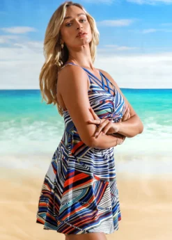 Cross Strap Twist Front Printed Swimdress And Shorts -Elegance Swimwear Store 266488 P 16213243214384