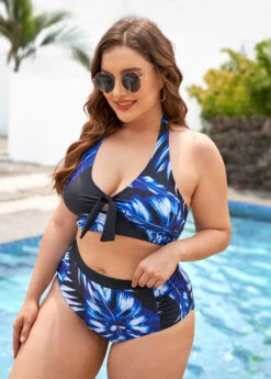 Plus Size Leaf Print High Waisted Bikini Set -Elegance Swimwear Store 267581 P 16181947529292
