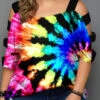 Plus Size Multicolor Tie Dye Print T Shirt