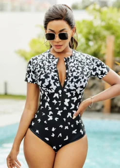 Butterfly Print Black Surfing Suit -Elegance Swimwear Store 269343 P 16184714215354