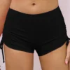 Mid Waist Drawstring Detail Solid Swimwear Shorts