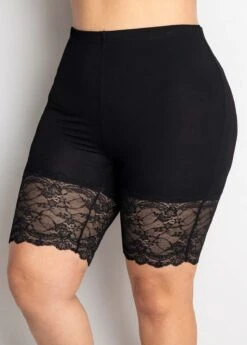 Plus Size Lace Stitching High Waisted Legging