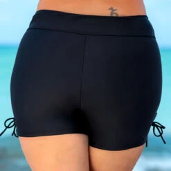 High Waist Tie Side Drawstring Plus Size Swim Shorts -Elegance Swimwear Store 269750 P 16206411951733