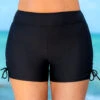 High Waist Tie Side Drawstring Plus Size Swim Shorts