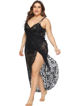 Plus Size Spaghetti Strap Lace Cover Up -Elegance Swimwear Store 269773 P 1617079703880