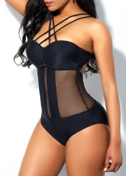 Mesh Stitching Cross Strap Tie Back One Piece Swimwear -Elegance Swimwear Store 270805 P 1617778837934