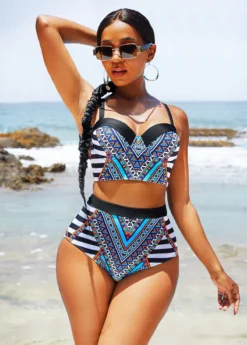 Tribal Print High Waisted Bikini Set -Elegance Swimwear Store 270997 P 16224581814043
