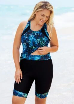 Plus Size Leaf Print High Waisted Tankini Set -Elegance Swimwear Store 271053 P 16203704346443