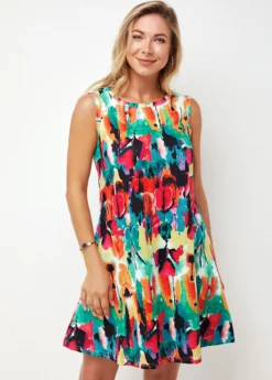 Round Neck Printed Multi Color A Line Dress -Elegance Swimwear Store 273119 P 16238238508463