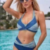 Polka Dot Halter Mid Waist Bikini Set