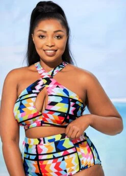 Plus Size High Waisted Geometric Print Bikini Set 7 Plus Size High Waisted Geometric Print Bikini Set -Elegance Swimwear Store 274820 P 16249507017053