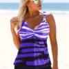 Printed Criss Cross Back Tankini Set