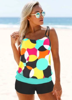 Geometric Print Multi Color Tankini Set
