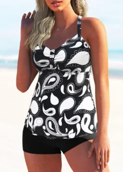 Wide Strap Criss Cross Back Animal Prints Tankini Set 5 Wide Strap Criss Cross Back Animal Prints Tankini Set -Elegance Swimwear Store 277234 P 1623746553772