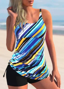 Rainbow Stripe Tie Side Tankini Set 5 Rainbow Stripe Tie Side Tankini Set -Elegance Swimwear Store 278118 P 1624594727279