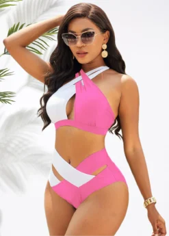 Cross Halter Contrast High Waist Bikini Set 7 Cross Halter Contrast High Waist Bikini Set -Elegance Swimwear Store 279299 P 16260707690652