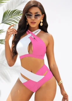 Cross Halter Contrast High Waist Bikini Set 6 Cross Halter Contrast High Waist Bikini Set -Elegance Swimwear Store 279299 P 16260707694403