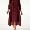 Chiffon Lace Stitching Pearl 3/4 Sleeve Dress
