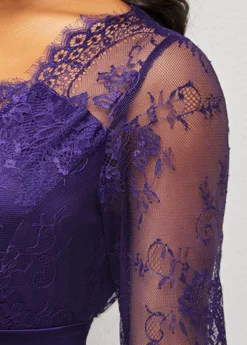 Lace Patchwork Purple 3/4 Sleeve Multiway Dress -Elegance Swimwear Store 282121 P 16473372082847