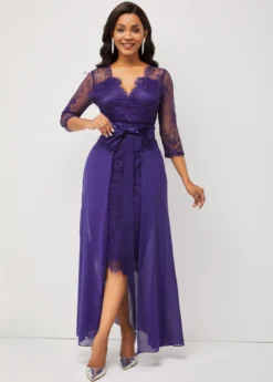 Lace Patchwork Purple 3/4 Sleeve Multiway Dress -Elegance Swimwear Store 282121 P 16473372088203