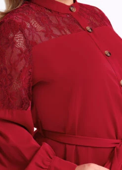 Plus Size Asymmetric Hem Wine Red Blouse -Elegance Swimwear Store 285252 P 16409135711812