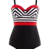 Striped Spaghetti Strap One Piece Swimwear