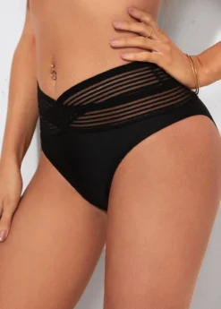Black High Waisted Cross Strap Swimwear Panty -Elegance Swimwear Store 286957 P 16371438651362