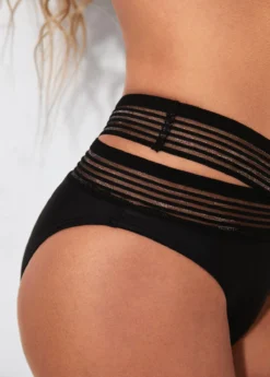 Black High Waisted Cross Strap Swimwear Panty -Elegance Swimwear Store 286957 P 16371438652085