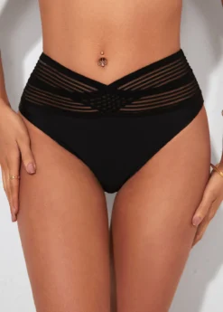 Black High Waisted Cross Strap Swimwear Panty -Elegance Swimwear Store 286957 P 16371438653343