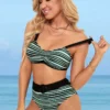 High Waisted Color Block Striped Bikini Set