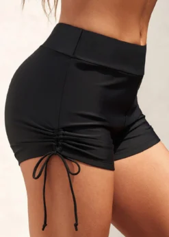 Mid Waisted Black Drawstring Side Swimwear Shorts -Elegance Swimwear Store 288532 P 16473128442132 1