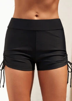 Mid Waisted Plus Size Black Swim Shorts