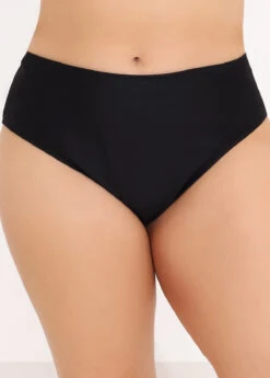 Plus Size Black High Waisted Swimwear Panty