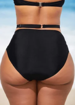 High Waisted Black Halter Metal Ring Detail Bikini Set -Elegance Swimwear Store 288757 P 16373077316364