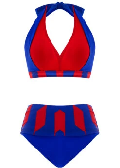 Royal Blue High Waisted Geometric Print Bikini Set