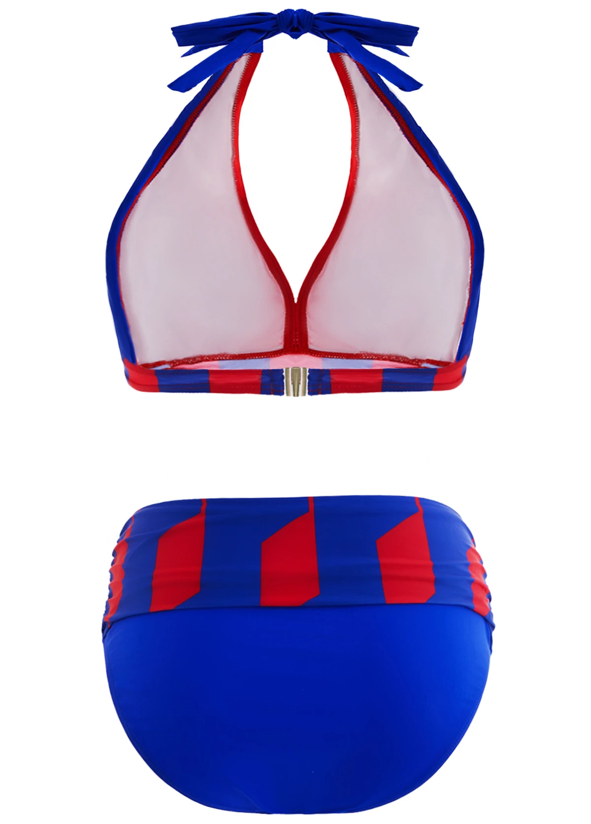 Royal Blue High Waisted Geometric Print Bikini Set 2 Royal Blue High Waisted Geometric Print Bikini Set - Image 2