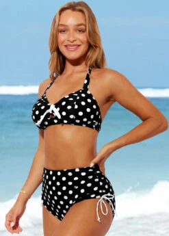 Polka Dot Black High Waisted Halter Bikini Set 7 Polka Dot Black High Waisted Halter Bikini Set -Elegance Swimwear Store 289067 P 16387911833552