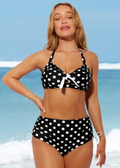 Polka Dot Black High Waisted Halter Bikini Set 8 Polka Dot Black High Waisted Halter Bikini Set -Elegance Swimwear Store 289067 P 16387911834064