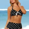 Polka Dot Black High Waisted Halter Bikini Set