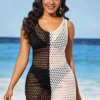Color Block Sleeveless Pierced Cover Up