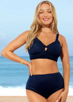 Navy Blue Wide Strap High Waisted Bikini Set -Elegance Swimwear Store 289270 P 16478642233287